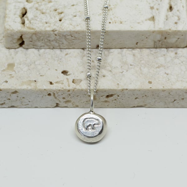 Recycled Silver Mama Bear pendant
