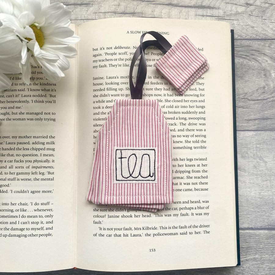 Tea bag bookmark, bookish gift