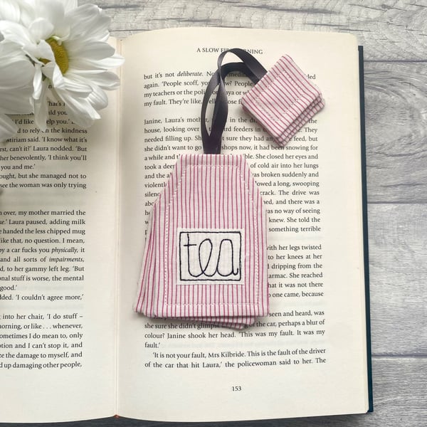 Tea bag bookmark, bookish gift