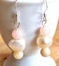 Pearl Earrings with Morganite Stone, Dangle, Pastel Colours with Sterling Silver - Image 6