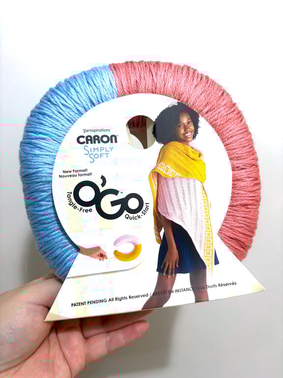 1 Pack x 141g CARON Simply Soft O'GO 100% Acrylic : Strawberry - Soft Blue