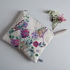 Vintage embroidery small clutch bag in a butterflies and flowers design 
