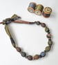 Khaki, Brown, Grey & Black Liberty Print Fabric Necklace - Uncle E - Image 1