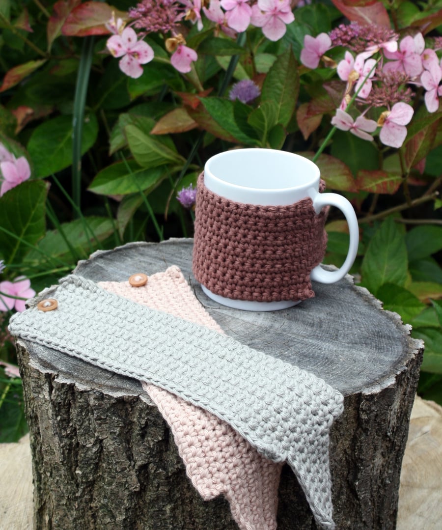 Crochet Mug Cosy Set of Three