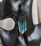Blue and Green Beady Dangly Earrings - Sterling Silver Ear Hooks - Image 10