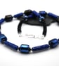 Lapis lazuli gemstone and lampwork glass beaded necklace