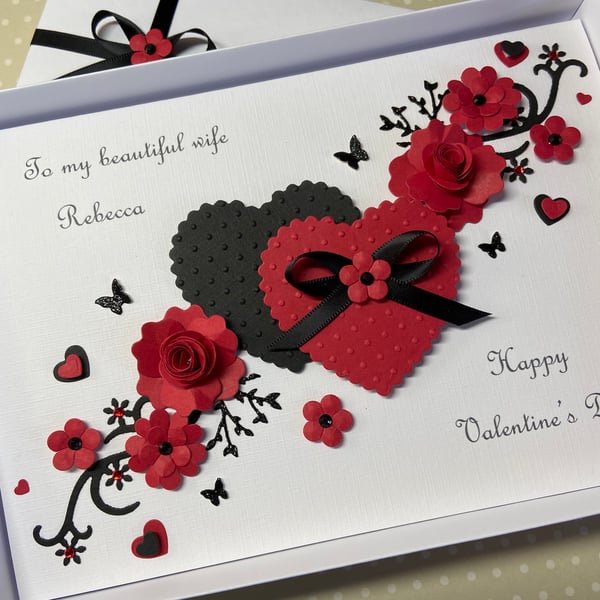 Personalised Handmade Valentine’s Card With Gift Box Wife Girlfriend 