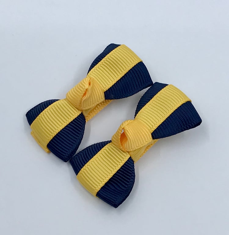 Itty Bitty Navy and Yellow Gold on Clips (pair)