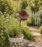 Handmade Rusty Metal Poppy Garden Stake Cottage Garden Flower Decoration