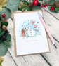 Hedgehog, Snowman & Friends Card - Christmas Card - Cute Hedgehog Card - Image 1