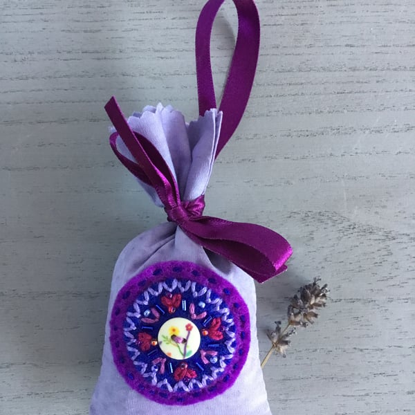 Embroidered Lavender Bag