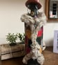 Boho Hippy Chic Bottle Decoration Folk Art Patchwork & Fur Trim