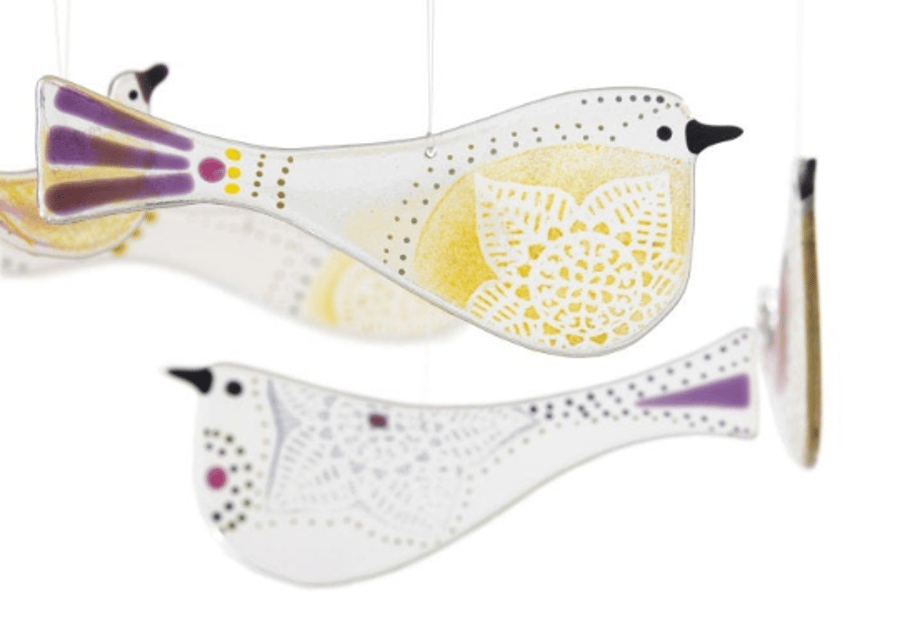 Glass bird hanging decoration and choose your own colour combination 
