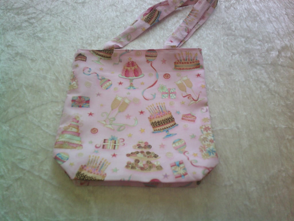 Pink Fabric Bag with Cakes