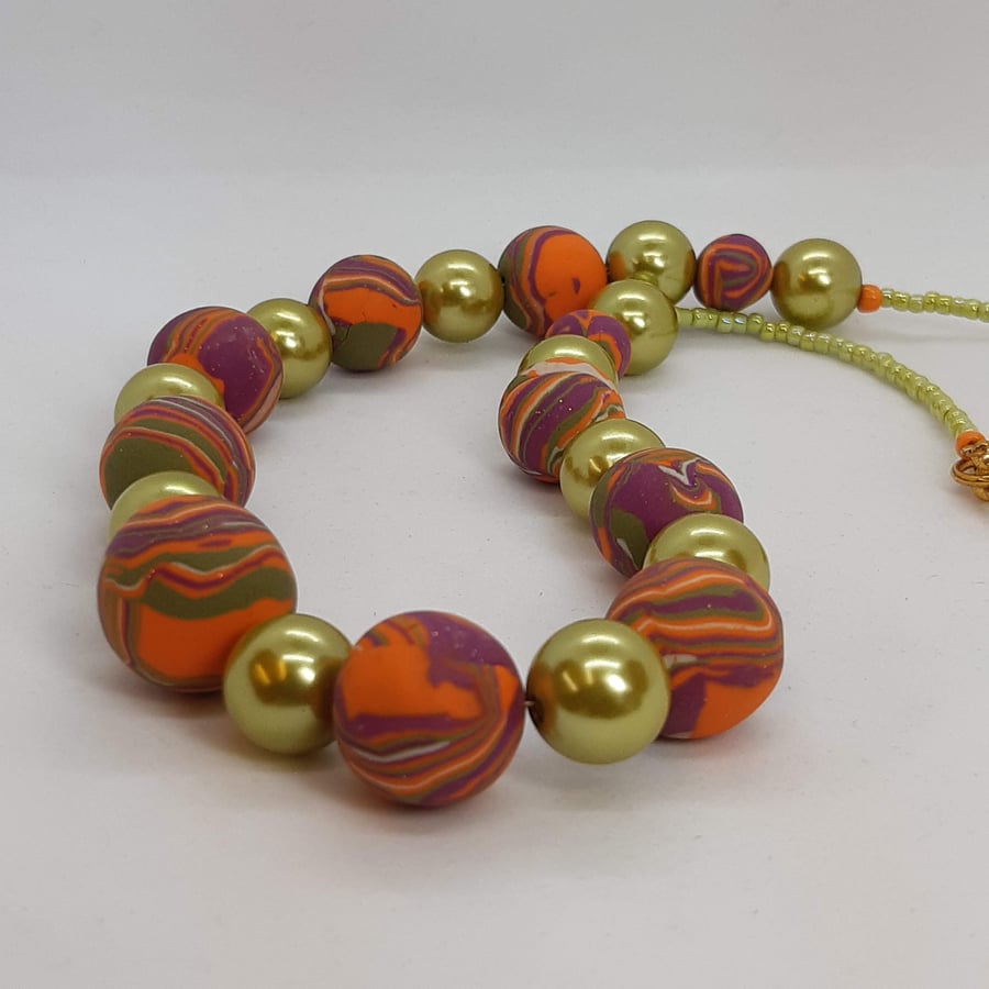 Multicoloured  polymer clay necklace