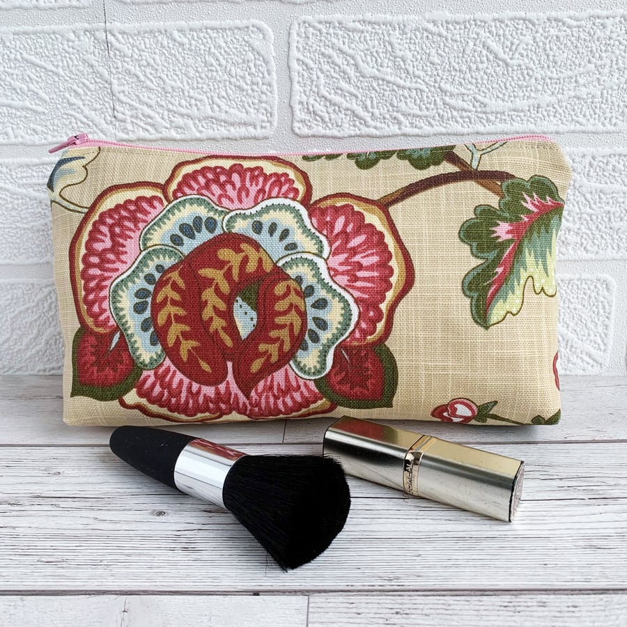 Seconds Sunday - Make up Bag, Cosmetic bag with Exotic Flowers