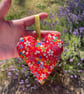 Red flower fabric hanging heart decoration - Image 4