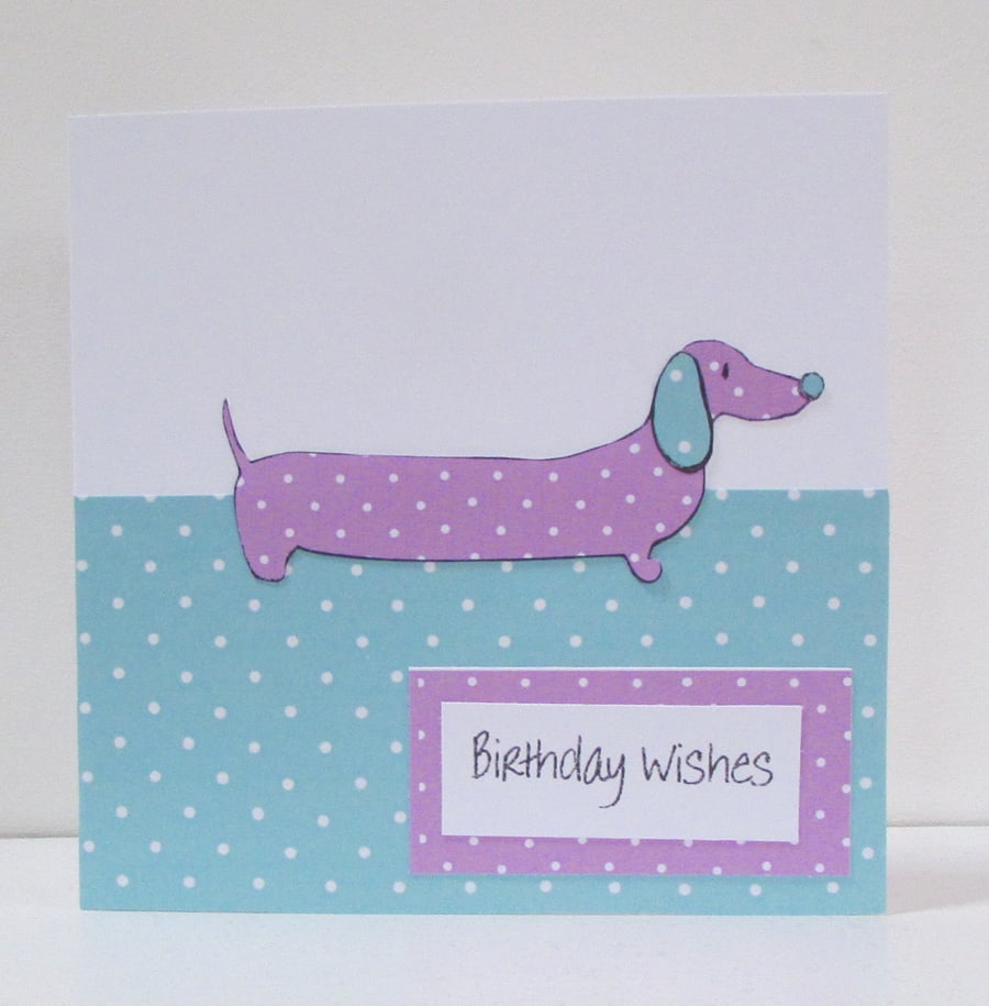 Dotty Daschund Sausage Dog Birthday Card