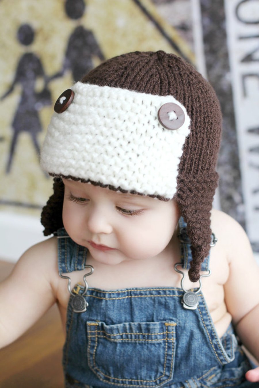 Baby Boys Toddler hat kids Hat Knit hat Newborn - "2T sizes Aviator pilot hat 