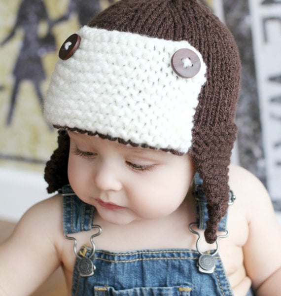 Baby Boys Toddler hat kids Hat Knit hat Newborn - "2T sizes Aviator pilot hat 