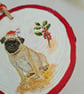 Christmas decoration pug dog wood slice hanging decoration - Image 5