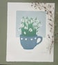 Snowdrops original reduction Lino print - Image 2