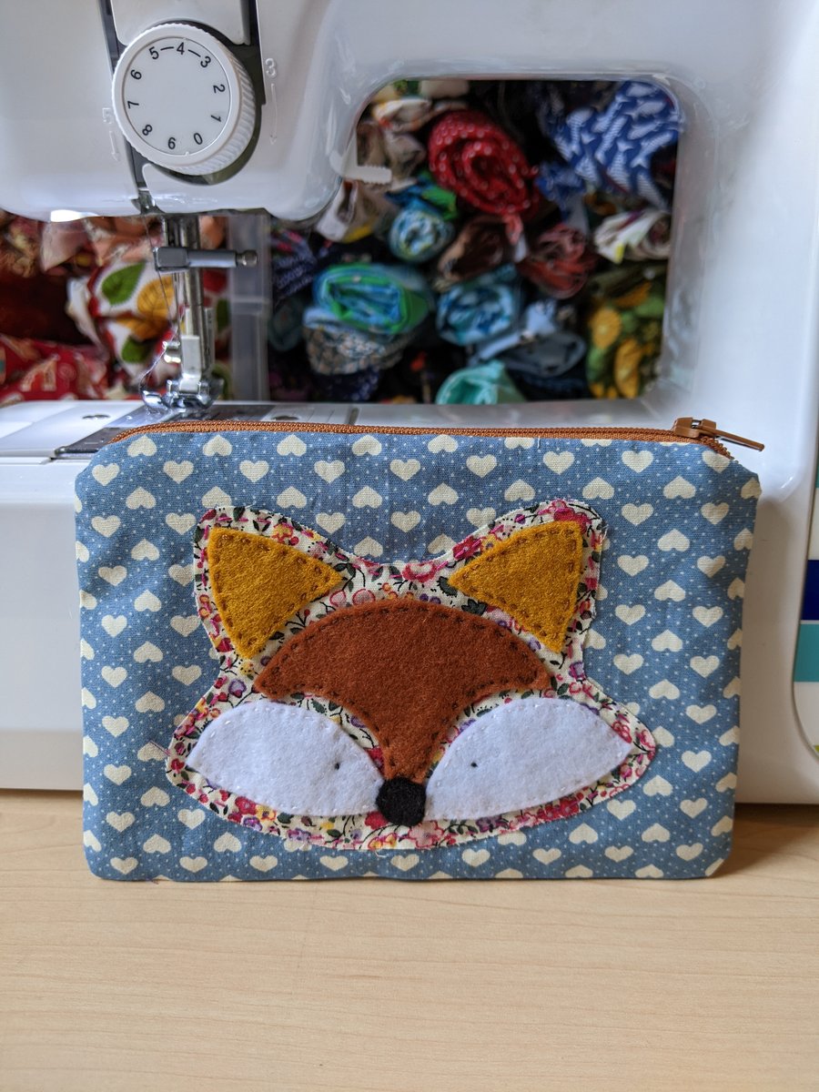 Fox Appliqué Purse - Hearts