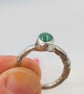Hand Forged Sterling Silver Emerald Ring – Molten Texture - Image 7