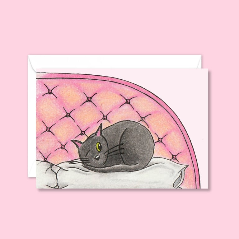 Sleepy Kitten Greeting Card: Cat Lover Birthday Card (110)