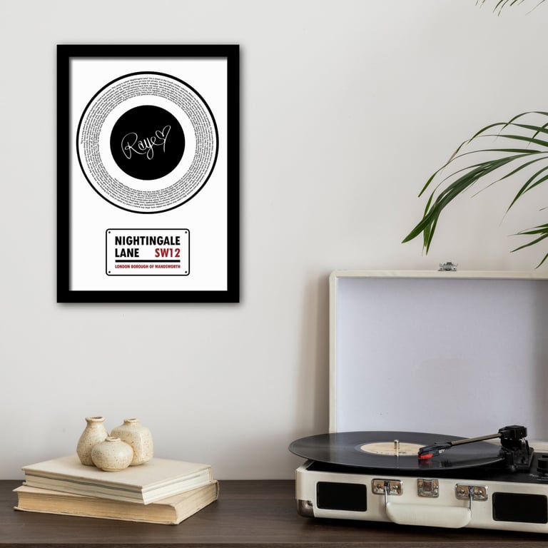 A4 Framed "Nightingale Lane" Lyric Print, inspired by Raye