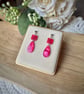 Pink Square and Teardrop Earrings - Leticia
