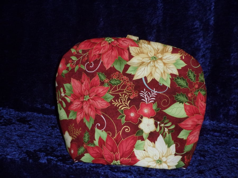 Christmas Tea Cosy with Poinsetta Flowers