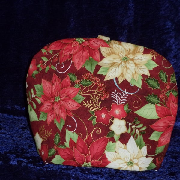Christmas Tea Cosy with Poinsetta Flowers
