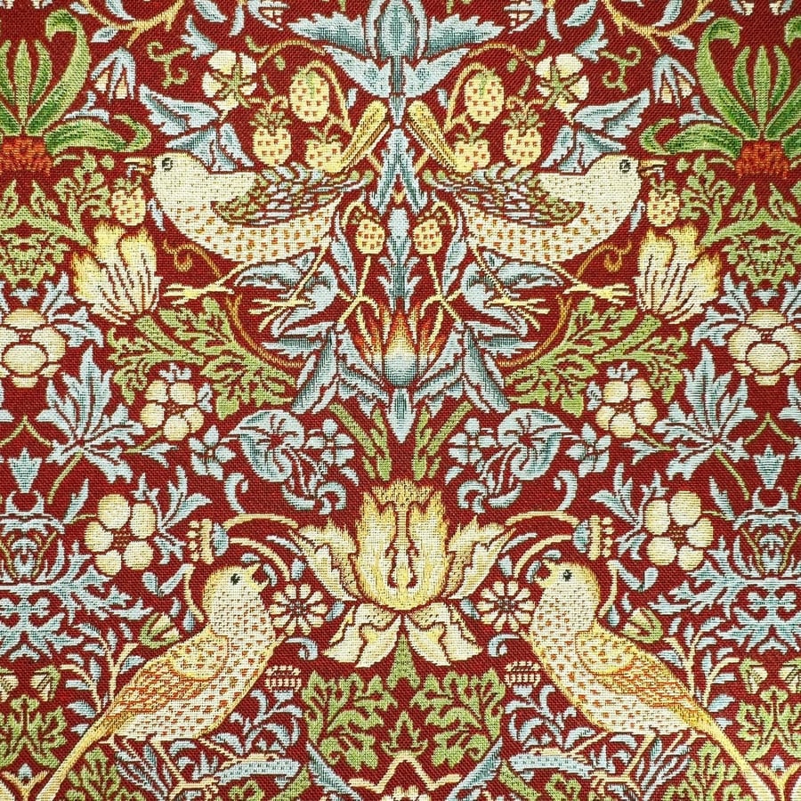 William Morris Tapestry Fabric - Strawberry Thief Red - 1 Metre