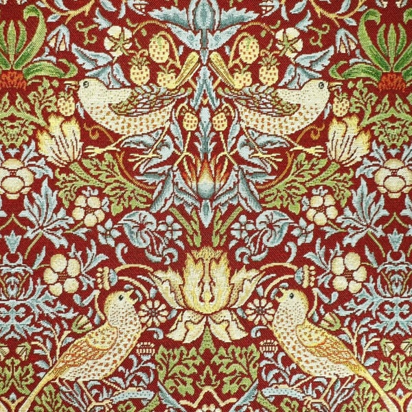 William Morris Tapestry Fabric - Strawberry Thief Red - 1 Metre