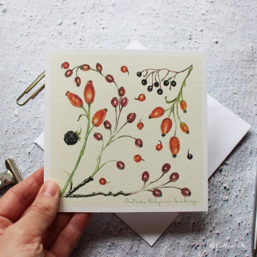 Autumn Hedgerow Berry Greeting Card Hand Designed By CottageRts