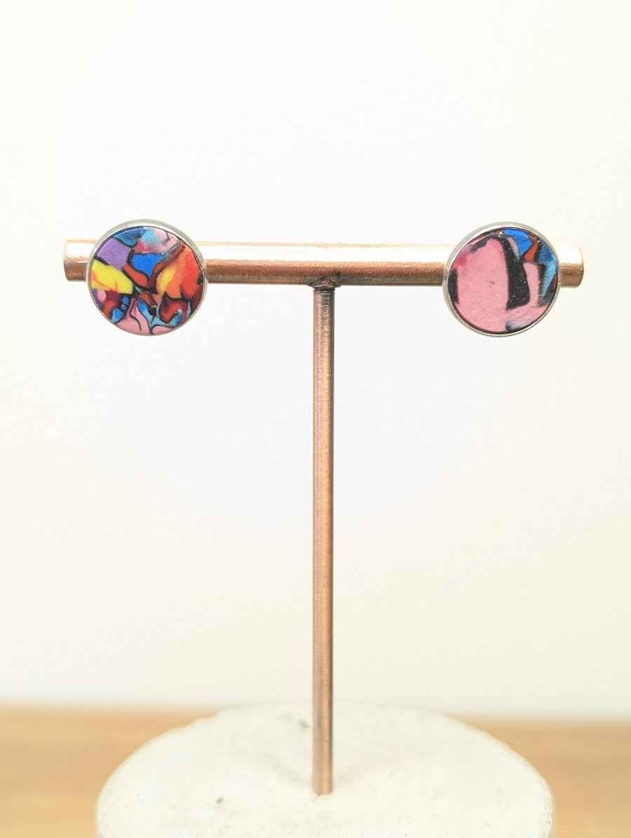 Eclectic small stud earrings 