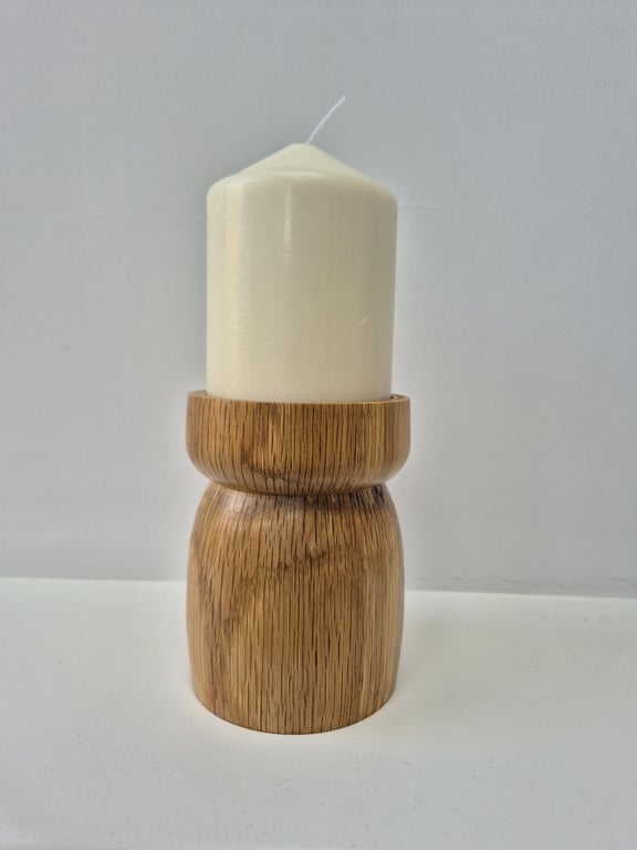 Oak pillar candle holder