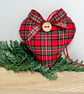 TARTAN CHRISTMAS HEART DECORATION - red tartan fabric heart - Image 2