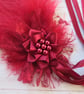 Burgundy Regency Feather Fascinator – Merlot Ostrich Feather & Ribbon Hair Clip - Image 2