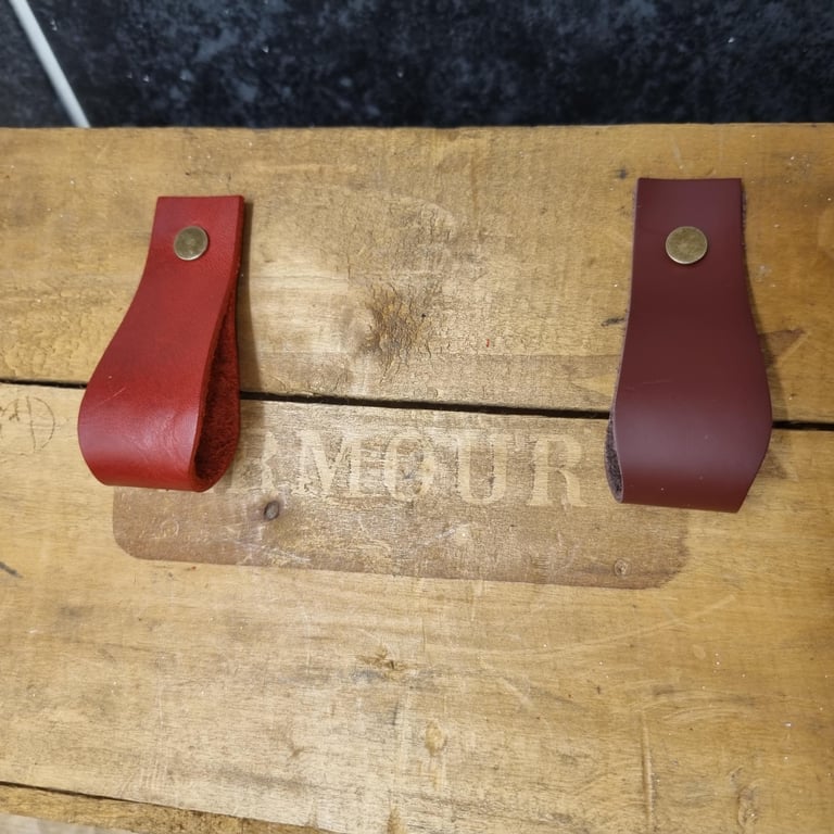 Genuine Leather Drawer Pulls RedOx Blood