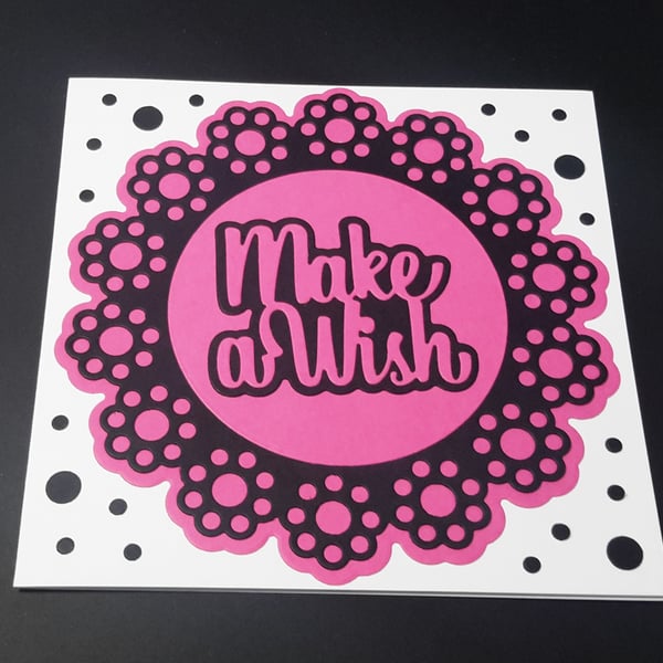 Make a Wish Greeting Card - Pink and Black