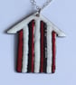 Hand Enamelled Broad Stripe Beach Hut Pendant  - Image 2