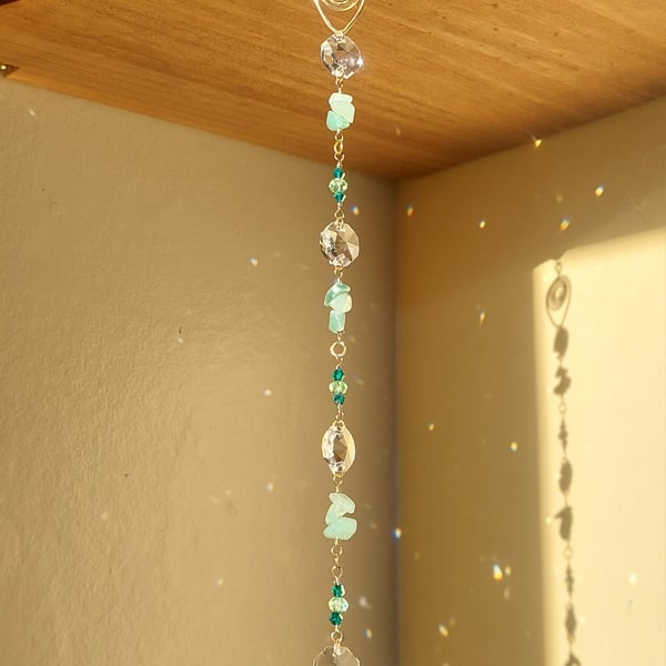 Emerald Green Spiral Suncatcher Wall Hanging Decoration 