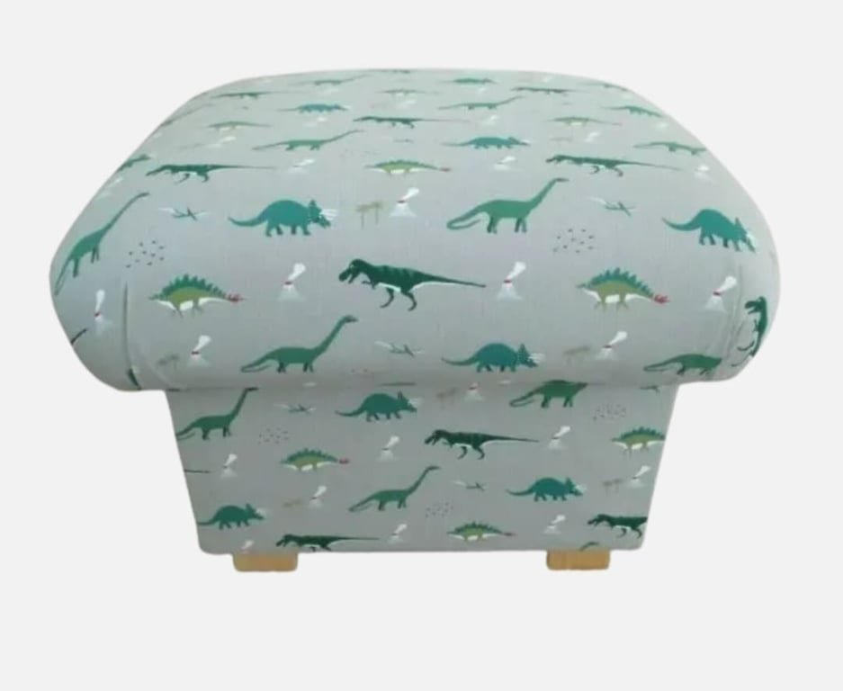 Storage Footstool Sophie Allport Dinosaurs Fabric Green Grey Pouffe Nursery