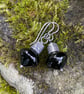 Black onyx and oxidised silver earrings