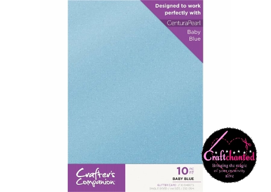 Crafter's Companion - Glitter Card - Baby Blue - A4 - 250gsm - 10 Pack