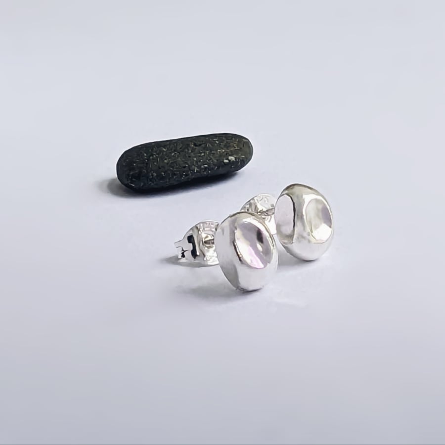 Handmade Recycled Sterling Silver Stud Earrings 