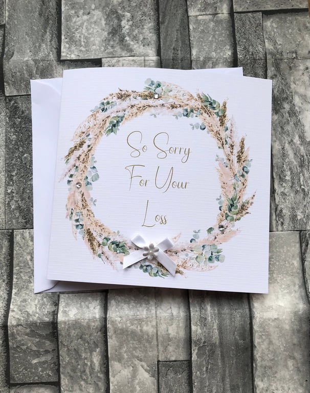 So Sorry for your loss Sympathy Card Handmade and Personalised