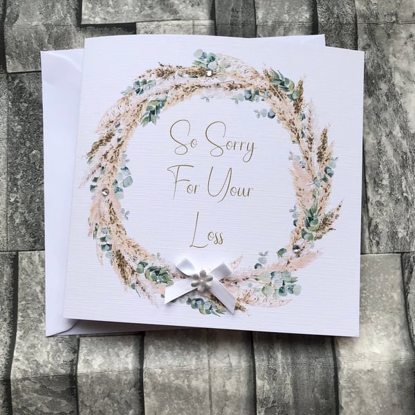 So Sorry for your loss Sympathy Card Handmade and Personalised